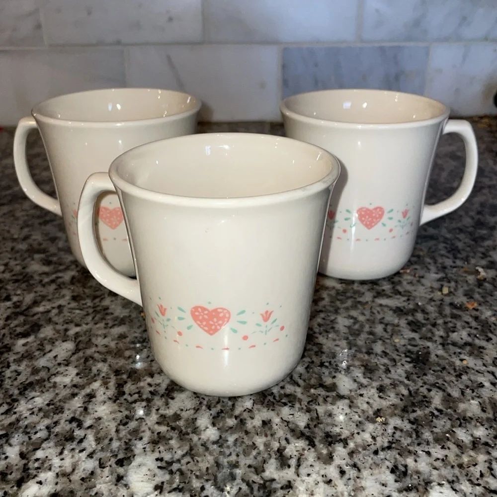 Vintage Corelle Corning Forever Yours‎ 1988-1994 Set of 3 Cups